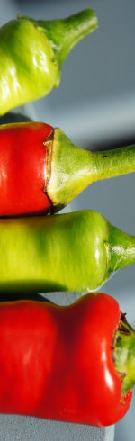 Green and red Chillies